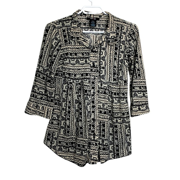 Style &Co Petite Button Down, 3/4 sleeve, Light,Airy Blouse w Stretch - Picture 1 of 7